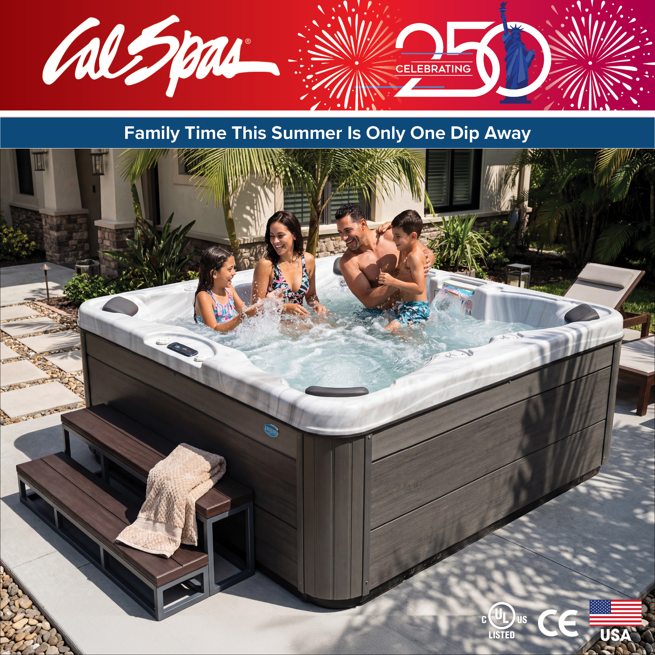Calspas hot tub being used in a family setting - Good Year